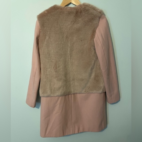 Zara Faux Fur Peacoat XS Light Pink - Picture 8 of 12